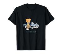 Enjoy Cool Teddy Bear With Classic Car Graphic Designs Fun Maglietta