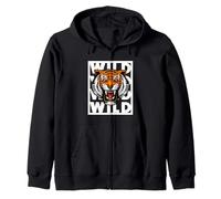 Enjoy Cool Wild Wild Tiger Illustration Graphic Design Style Felpa con Cappuccio