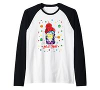 Enjoy Cute Colorful Christmas Cat Let's Snow Graphic Fun Maglia con Maniche Raglan