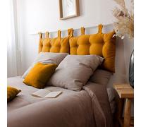 Enjoy Home, testiera in cotone e zampe, con bottoni, cotone certificato Oeko Tex, lavabile a mano, 70 x 45 cm, senape, 4 zampe per appendere la testiera del letto, poliestere, collezione Panama