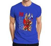 Enjoy Koi Oni Maschera Giappone Samurai Carpa Y2K Maglietta Uomo, Blu, M
