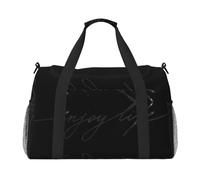 Enjoy Life - Borsone da viaggio con testo nero scritto a mano, borsa per il fine settimana, borsa da viaggio, borsa a mano per allenamento, sport, ospedale
