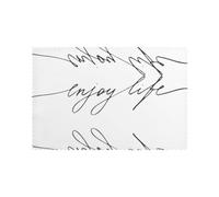 Enjoy Life - Set di 6 tovagliette con testo nero scritte a mano, eleganti, resistenti, per tavolo da pranzo, 30,5 x 45,7 cm