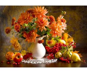 Enjoy - Puzzle Natura morta con dalie arancioni - 1000 Pezzi