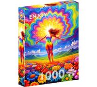 ENJOY Puzzle Rainbow Flower Nature Energy in Sync with Woman Puzzle da 1000 pezzi per adulti con finitura opaca, tocco morbido, facile da montare, vestibilità aderente, colori vivaci, servizio pezzi