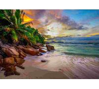 Enjoy - Puzzle Spiaggia delle Seychelles al tramonto - 1000 Pezzi