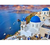 Enjoy - Puzzle Vista di Santorini con barche - 1000 Pezzi