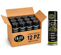 ENJOY TECH - Colla Extraforte Spray 12x400ML | Per Tessuti, Plastica, Legno, Auto e Metalli | Applicazione Permanente | Resistente a Intemperie e Calore | Made in Italy