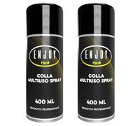 ENJOY TECH - Colla Extraforte Spray 2x400ML | Per Tessuti, Plastica, Legno, Auto e Metalli | Applicazione Permanente | Resistente a Intemperie e Calore | Made in Italy