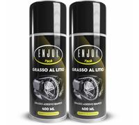 Enjoy Tech Grasso al Litio Spray 2x400 ml - Lubrificante Multiuso Professionale per Cuscinetti, Guide, Organi Meccanici - Resistente ad Acqua e Ossidazione - Made in Italy