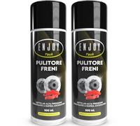 ENJOY TECH Pulitore Freni Spray 2x500ml Professionale - Sgrassante Rapido per Auto, Moto e Bici - Rimuove Grasso, Olio e Ferodo Senza Residui - Sicuro su Plastiche e Gomma con Valvola 360°