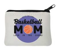 Enjoy The Game - Portamonete in neoprene con scritta "Mom Loud in the crowd", 10 x 11 cm, colore: Bianco