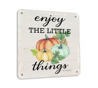 Enjoy The Little Things Fall Harvest Pumpkin - Targa decorativa in latta da 30,5 x 30,5 cm, per casa, cucina, camera da letto, fattoria, giardino, negozio, caffetteria, bar, pub, cortile, decorazione