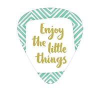 Enjoy the Little Things Plettri per Chitarra Confezione da 12 Plettri con Scatola Sottile, Citazione Ispiratrice con Rombi Modello Bullseye, Set Regalo Speciale Plettri per Chitarra per Chitarrista, G