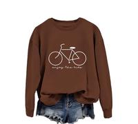 Enjoy The Ride Women's Casual Letter Print Sweatshirt, Long Sleeve Crewneck Pullover Tops for Fall Winter Spring Summer