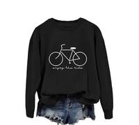 Enjoy The Ride Women's Casual Letter Print Sweatshirt, Long Sleeve Crewneck Pullover Tops for Fall Winter Spring Summer