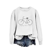 Enjoy The Ride Women's Casual Letter Print Sweatshirt, Long Sleeve Crewneck Pullover Tops for Fall Winter Spring Summer