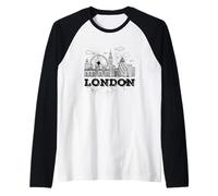 Enjoy Travel & Wear London Skyline Sketch Drawing Graphic Maglia con Maniche Raglan