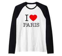 Enjoy Wear I Love Pairs Graphic Tees - Paris Novelty Graphic Maglia con Maniche Raglan