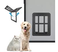 ENJOYING Porta per Animali Domestici 28 x 33 cm, con Sportello Magnetico Chiudibile a Chiave per Schermo Esistente/Porta Scorrevole, Finestra e Portico, Nero