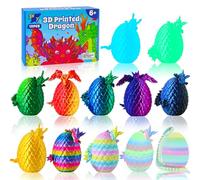ENJOYJOY 12 uova di drago stampate in 3D con drago all'interno, con cristallo articolato stampato in 3D, animali fidget toy con bagliore al buio, giocattoli a forma di drago, regalo divertente per