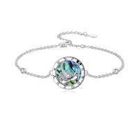 enjoylifecreative Bracciale da donna con 12 segni zodiacali, in argento sterling 925, oroscopo abalone, con ciondolo a conchiglia, astrologia, compleanno, regalo per donne e ragazze, Argento sterling