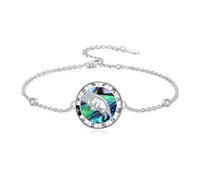 enjoylifecreative Bracciale da donna con 12 segni zodiacali, in argento sterling 925, oroscopo abalone, con ciondolo a conchiglia, astrologia, compleanno, regalo per donne e ragazze, Argento sterling
