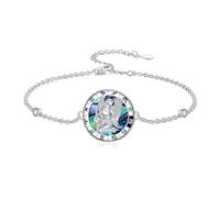 enjoylifecreative Bracciale da donna con 12 segni zodiacali, in argento sterling 925, oroscopo abalone, con ciondolo a conchiglia, astrologia, compleanno, regalo per donne e ragazze, Argento sterling