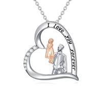 enjoylifecreative Collana con ciondolo a forma di padre e figlia in argento Sterling S925, regalo per donne