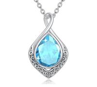 enjoylifecreative Collana da donna con nodo celtico, in argento Sterling 925, con simbolo dell'infinito, pietra portafortuna, gioiello celtico, regalo per donne e ragazze, Argento sterling, Nessuna