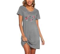 ENJOYNIGHT Camicia da notte estiva da donna in cotone stampato a maniche corte T-shirt da notte da donna Abbigliamento da notte, XXL
