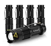 Enkarl Mini torcia a LED, super luminosa, confezione da 5, 350 lumen, 3 modalità, zoom, batteria AA con clip (batteria non inclusa)