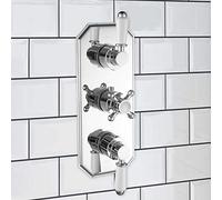 ENKI TSV029 - Miscelatore termostatico per doccia, con deviatore, triplo rubinetto tradizionale a scomparsa, con due uscite cromate, 3 quadranti, 2 vie, Regent