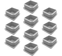 Enkotrade, 4 tappi lamellari grigi per tubi quadrati, 50 x 50 mm, copertura per tubo in polietilene di alta qualità, tappi per le estremità, tappi, feltrini