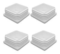 Enkotrade 4 feltrini lamellari bianchi per tubi quadri, 40 x 40 mm, copertura per tubo in polietilene di alta qualità, tappi terminali per tubi quadrati