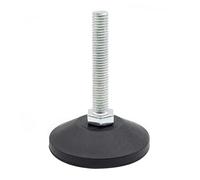Enkotrade 4 piedini di regolazione, M8 x 40 mm, con vite zincata e piatto girevole in plastica Ø 40 mm, vite di regolazione, scivolo di regolazione, feltrini