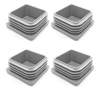 Enkotrade, 4 tappi lamellari grigi per tubi quadrati, 30 x 30 mm, copertura tubo in polietilene di alta qualità, tappo di chiusura, tappo di feltro, tappo quadrato