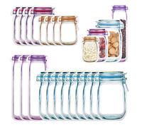 Enkrio 20 bottiglie mason jar Sacchetti per snack riutilizzabili Sacchetti per alimenti Sacchetti Ziplock per frutta secca Biscotti