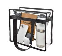 Enkrio Borsa tote trasparente Borsa a tracolla a tracolla approvata dallo stadio con chiusura a cerniera per viaggi Palestra Scuola Aeroporto.., Nero , M, Borsa tote trasparente