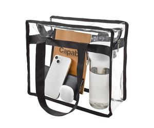 Enkrio Borsa tote trasparente Borsa a tracolla a tracolla approvata dallo stadio con chiusura a cerniera per viaggi Palestra Scuola Aeroporto.., Nero , M, Borsa tote trasparente