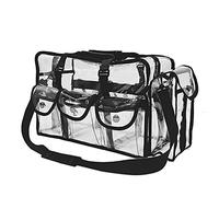 Enkrio - Borsa Trasparente per Viaggio e Palestra, con 5 Tasche e Tracolla per il Trucco, Uomo o Donna