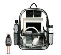 Enkrio Zaino trasparente grande trasparente con tasche laterali zaino trasparente Stadio approvato per lavoro concerti eventi sportivi