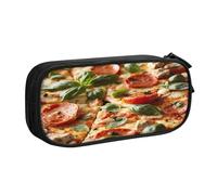 EnkzpoHen Astuccio da viaggio ad alta capacità con stampa 3D Pizza Pepperoni per ufficio e casa, cerniera a doppio strato, Nero , Taglia unica, Set di zaini per la scuola