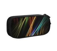 EnkzpoHen Astuccio da viaggio ad alta capacità con stampa artistica con linee colorate, per ufficio e casa, cerniera a doppio strato, Nero , Taglia unica, Set di zaini per la scuola