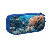 EnkzpoHen Astuccio da viaggio ad alta capacità con stampa barriera corallina, per ufficio e casa, cerniera a doppio strato, Blu, Taglia unica, Set di zaini per la scuola