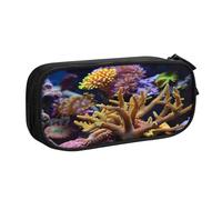 EnkzpoHen Astuccio da viaggio ad alta capacità con stampa barriera corallina, per ufficio e casa, cerniera a doppio strato, Nero , Taglia unica, Set di zaini per la scuola