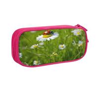 EnkzpoHen Astuccio da viaggio ad alta capacità con stampa di coccinelle e margherite, per ufficio e casa, cerniera a doppio strato, rosa, Taglia unica, Set di zaini per la scuola