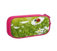 EnkzpoHen Astuccio da viaggio ad alta capacità con stampa di coccinelle e margherite, per ufficio e casa, cerniera a doppio strato, rosa, Taglia unica, Set di zaini per la scuola