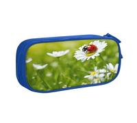 EnkzpoHen Astuccio da viaggio ad alta capacità con stampa di coccinelle e margherite, per ufficio e casa, cerniera a doppio strato, Blu, Taglia unica, Set di zaini per la scuola