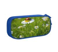 EnkzpoHen Astuccio da viaggio ad alta capacità con stampa di coccinelle e margherite, per ufficio e casa, cerniera a doppio strato, Blu, Taglia unica, Set di zaini per la scuola